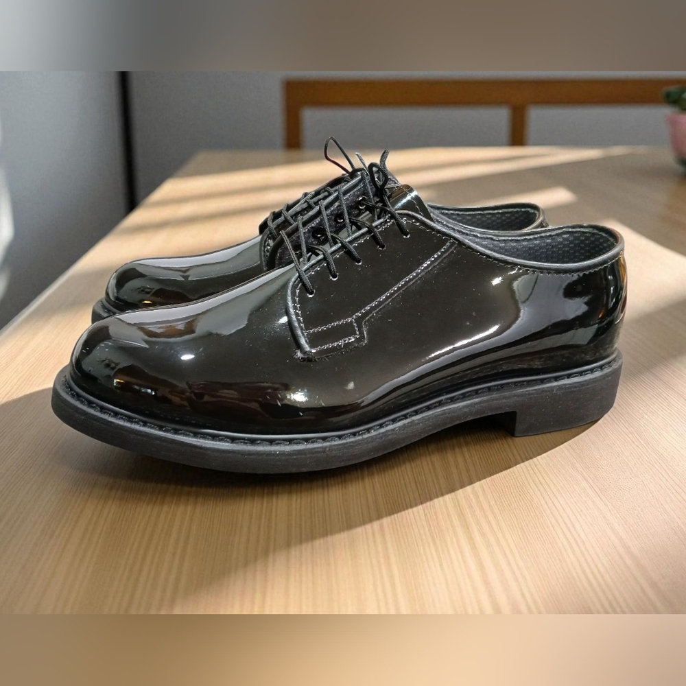 New Altama Black High Gloss Mens Oxfords Lace‎ Up Shiney Size 7.5 D